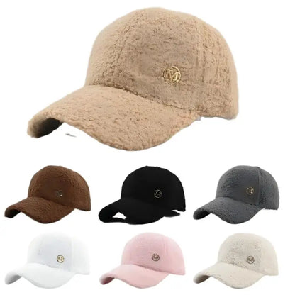 M Label Lamb Wool Baseball Cap