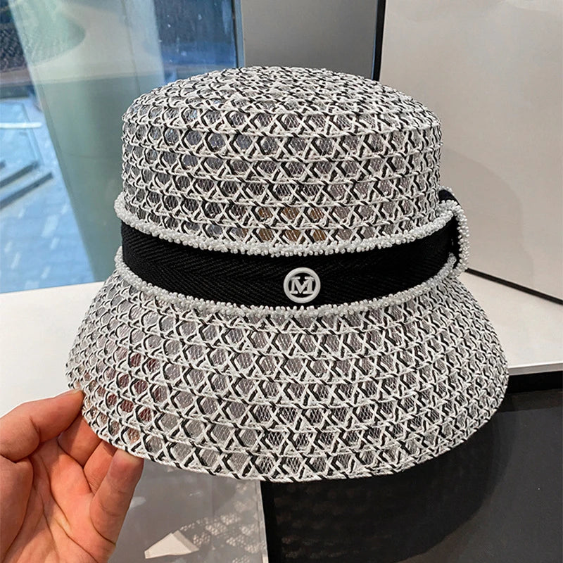 Korean Breathable Hollow Diamond Bucket Hat
