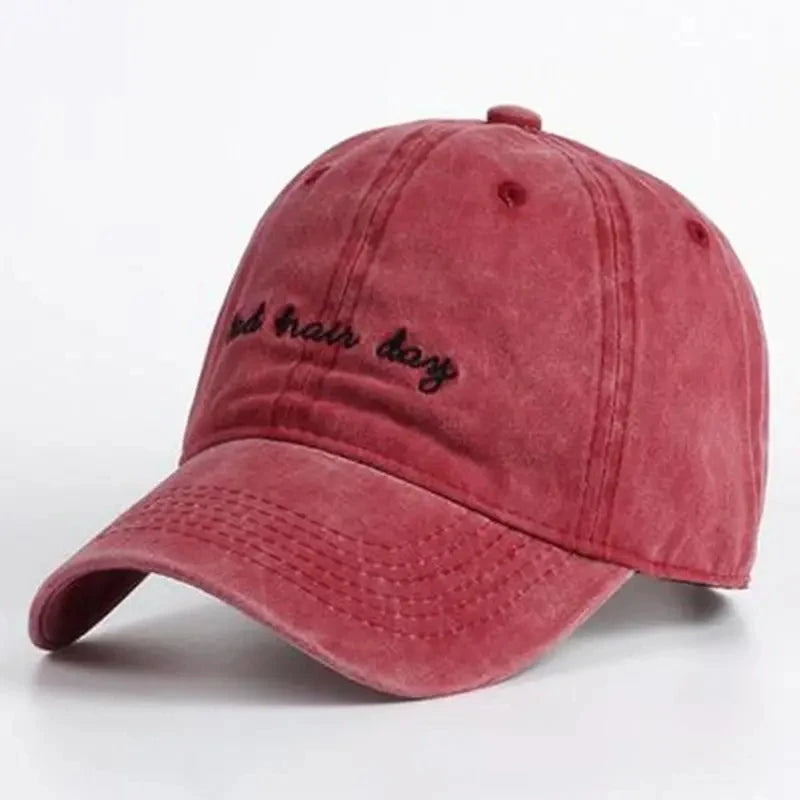 Bad Hair Day Embroidered Washed Baseball Cap