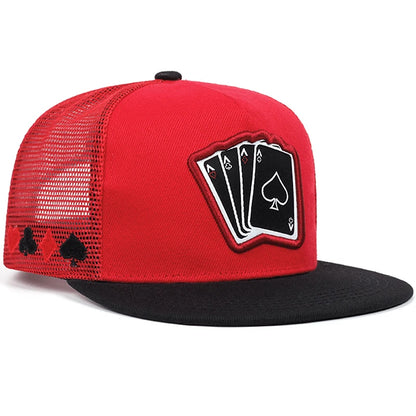 Poker A Four Flat-Brim Mesh Snapback