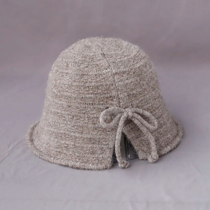 Women’s Wool Knit Bow Winter Bucket Hat