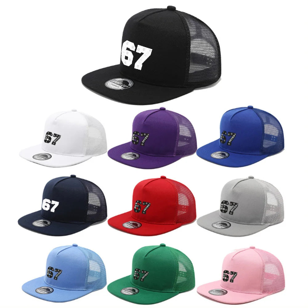 67 Star Embroidered Mesh Snapback Cap