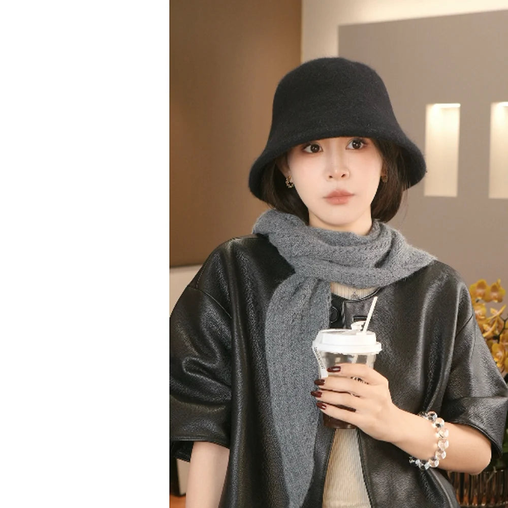 Japanese Rabbit Fur Wool Blend Bucket Hat