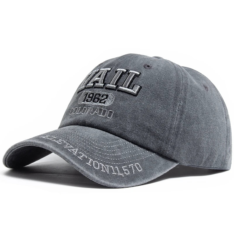 VAIL Letter Embroidered Cotton Soft Top Baseball Cap