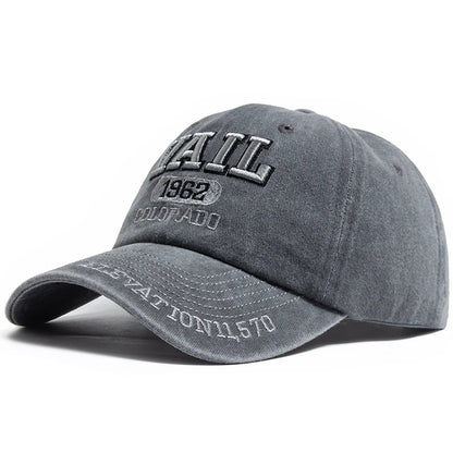VAIL Letter Embroidered Cotton Soft Top Baseball Cap