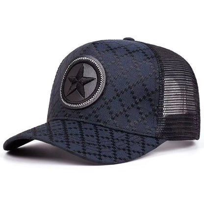 Five Pointed Star Mesh Flat Brim Baseball Cap