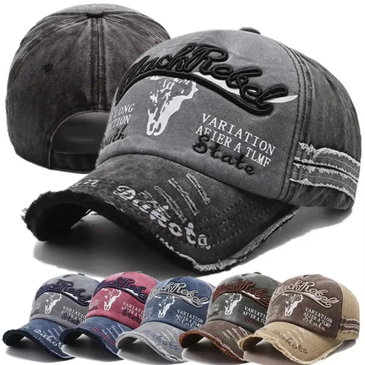 Vintage Letter Embroidery Cow Baseball Cap Unisex