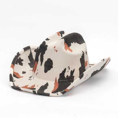 Cow Print Faux Suede Western Cowboy Hat