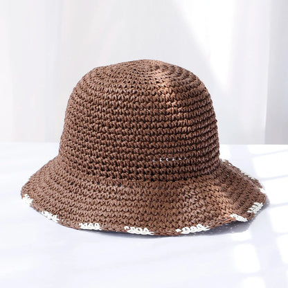 Straw Crochet UV Protection Summer Bucket Hat