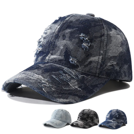 Vintage Distressed Denim Hip Hop Streetwear Baseball Cap