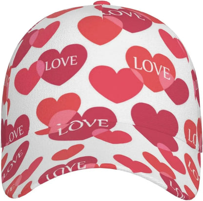 Valentines Red Hearts Adjustable Baseball Cap