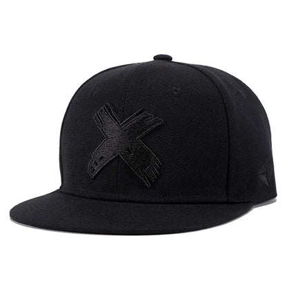 X Letter Embroidery Adjustable Snapback Cap