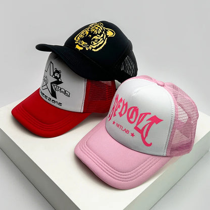 Tiger Letter Print Mesh Baseball Cap