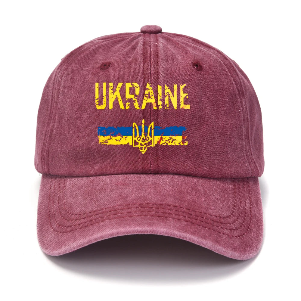 Ukraine Washed Cotton Retro Emblem Unisex Baseball Cap
