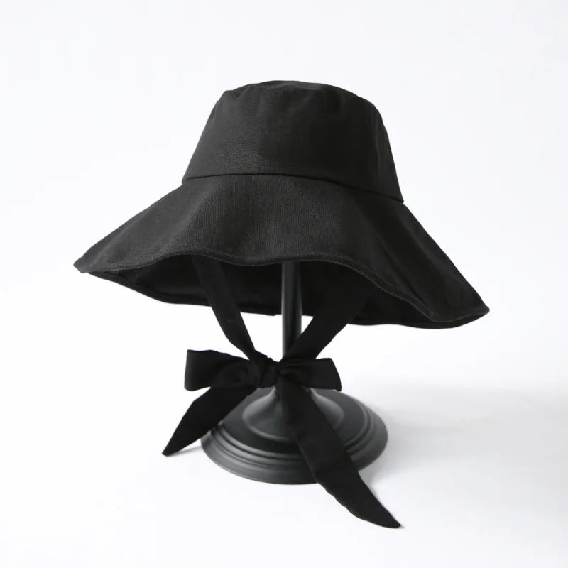 Japanese Cotton Linen Wide Brim Bucket Hat