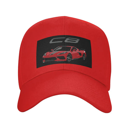 Red Chevy Corvette C8 Baseball Cap