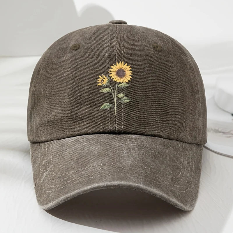 Retro Sunflower Pattern Dad Baseball Hat