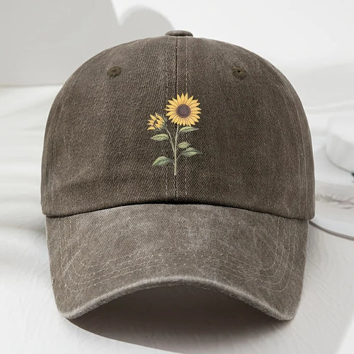 Retro Sunflower Pattern Dad Baseball Hat