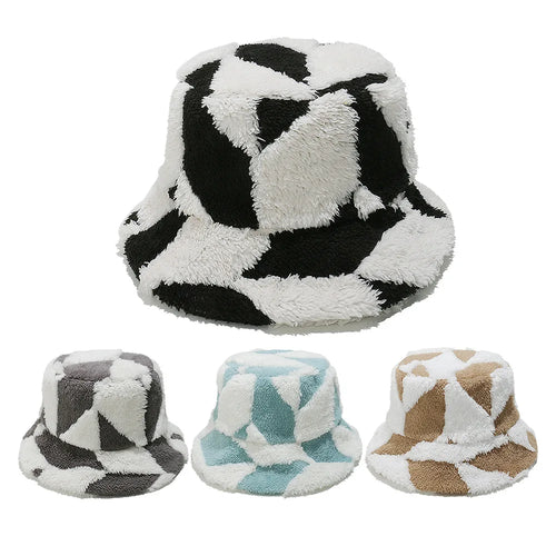 Women Faux Fur Winter Bucket Hat