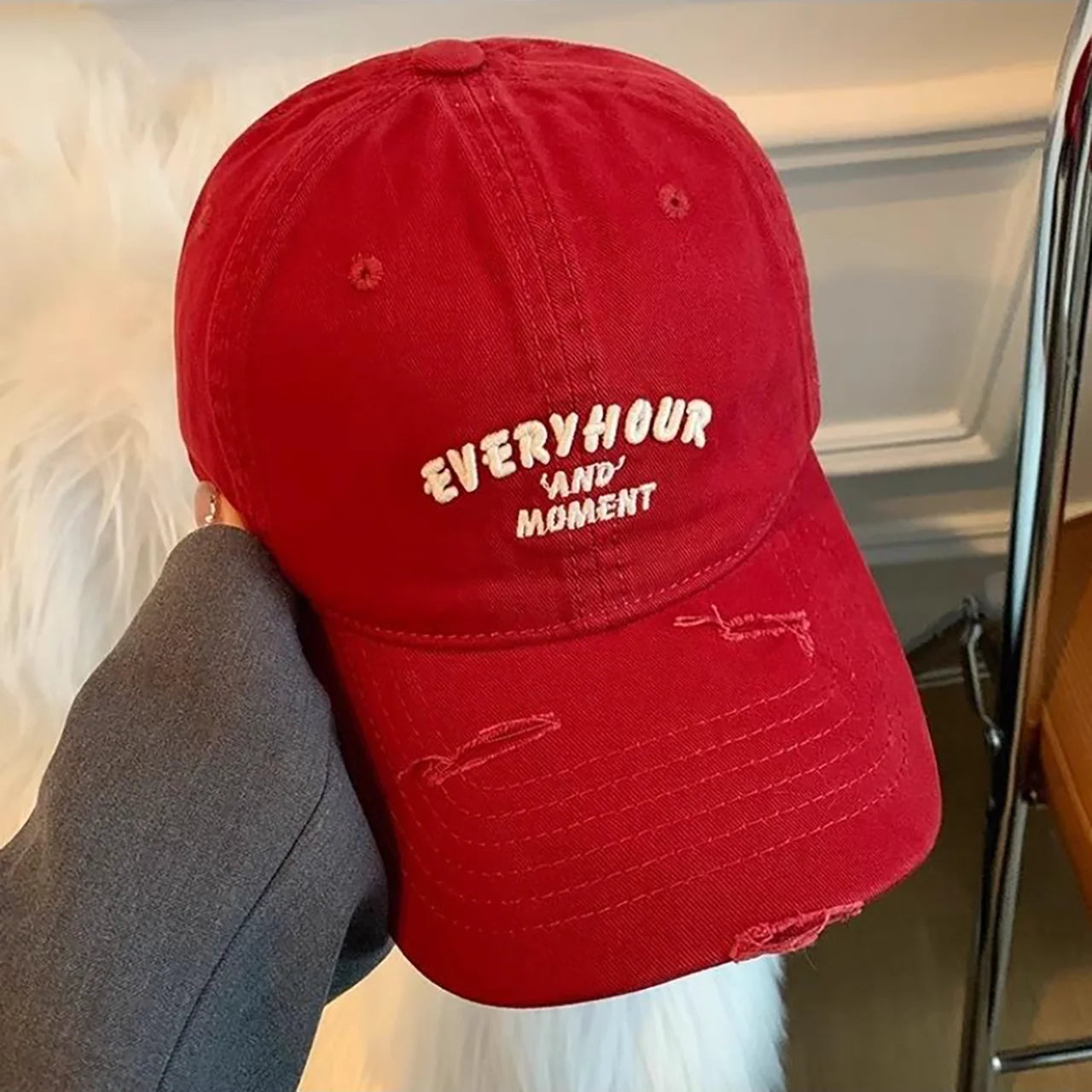 Red Letter Embroidery Sunshade Baseball Cap