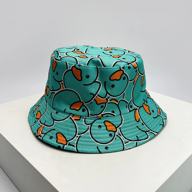 New Unisex Print Yellow Duck Bucket Hats