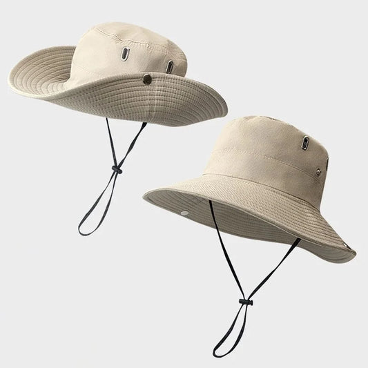 Summer Men Bucket Hat Outdoor UV Protection Wide