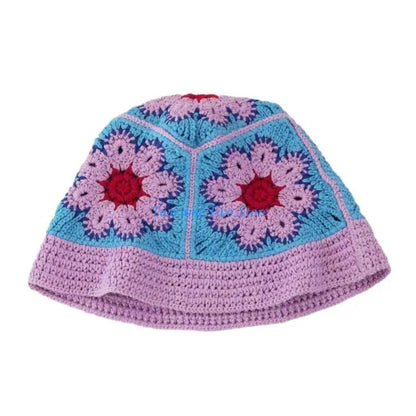 Handcrochet Elegant Knitted Flower Sunproof Bucket Hat