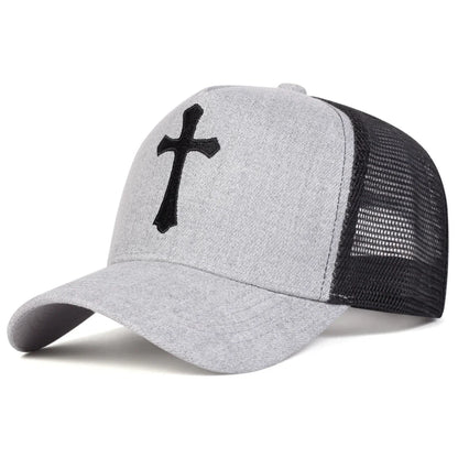 Unisex Cross Embroidery Baseball Net Caps