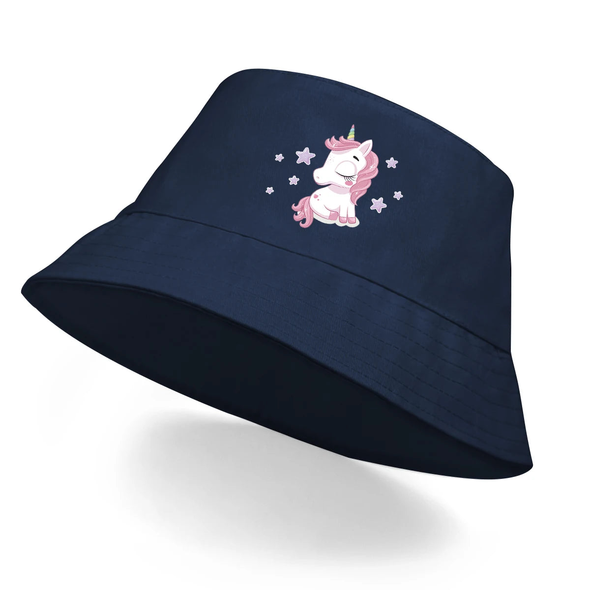 Pink Cartoon Unicorn Print Trendy Bucket Hat