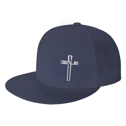 Christian Cross Embroidered Flat Brim Snapback Cap