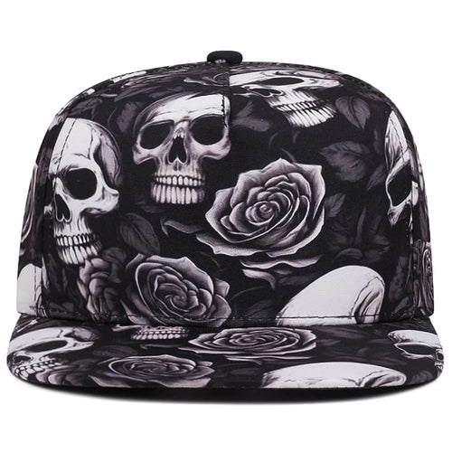 Skeleton Print Snapback Hat Unisex