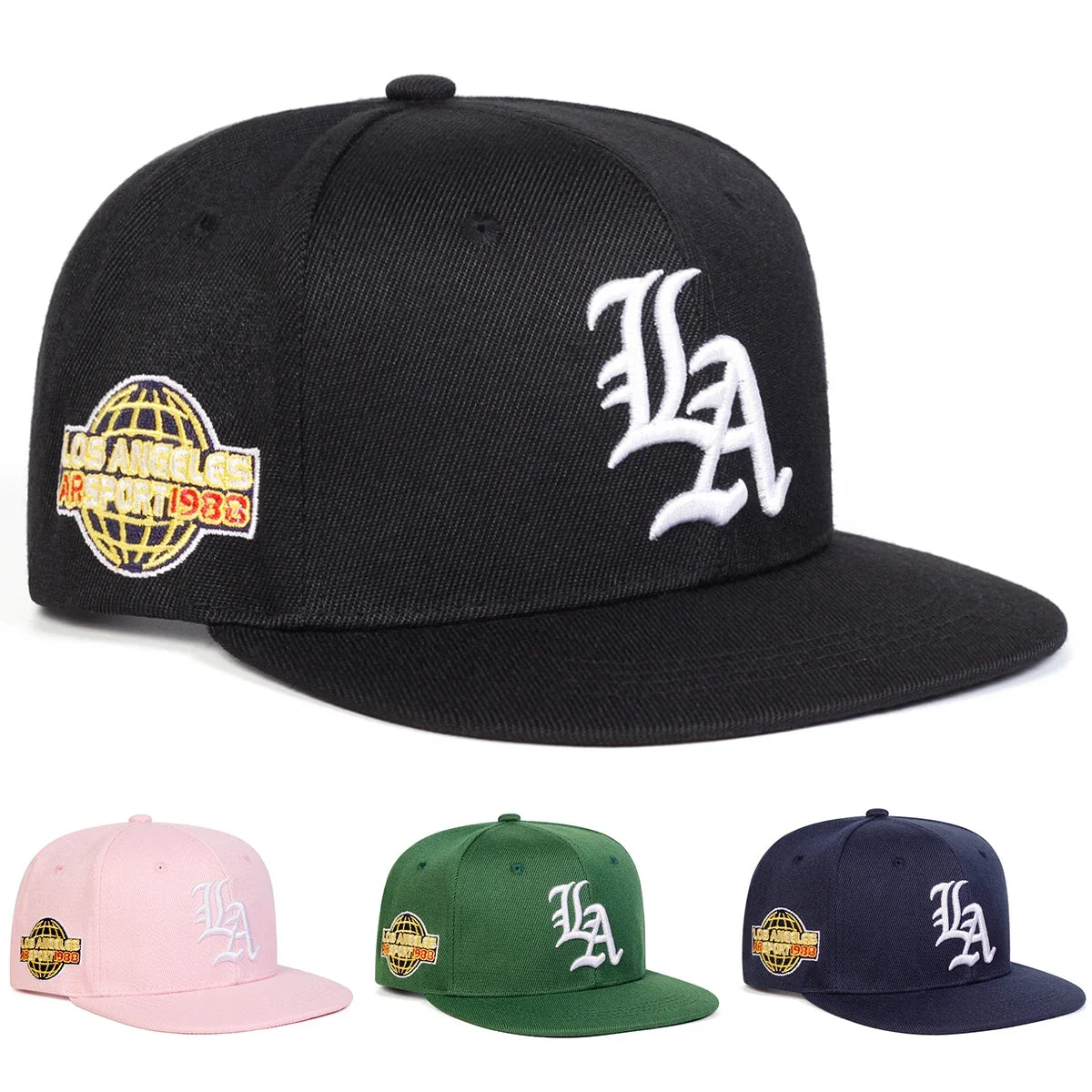 Gothic LA Letter Embroidered Hip Hop Snapback Cap