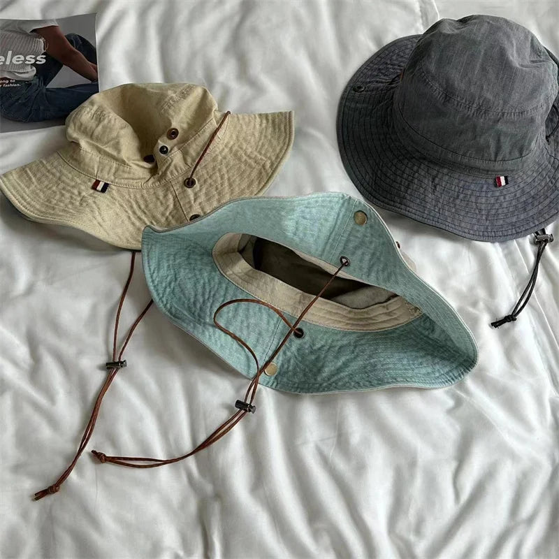 Unisex Solid Color Cotton Summer Bucket Hat
