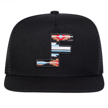 Unisex F Letter Embroidery Hip-hop Net Hats
