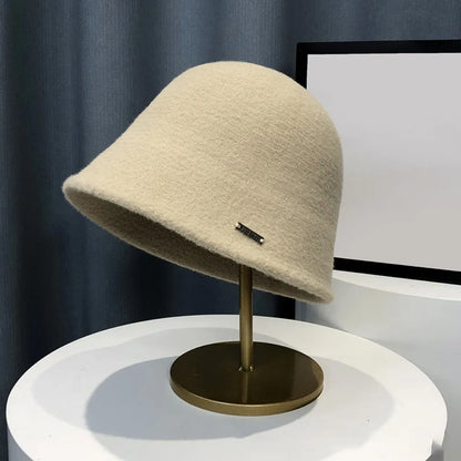 Retro Plush Woolen Warm Bucket Hat