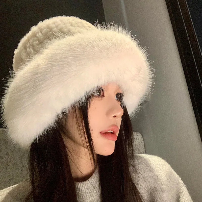 Fluffy Mongolian Fur Winter Bucket Hat