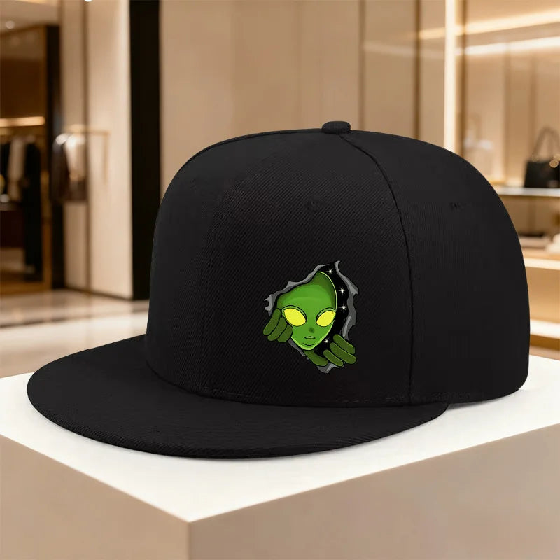 Alien Peeking Through Tear Graphic Snapback Cap