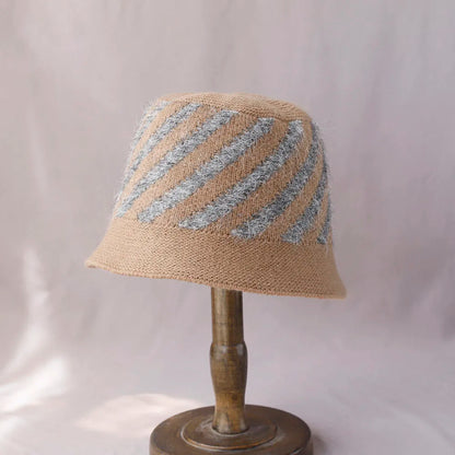 Women's Striped Wool Knitted Bucket Hat