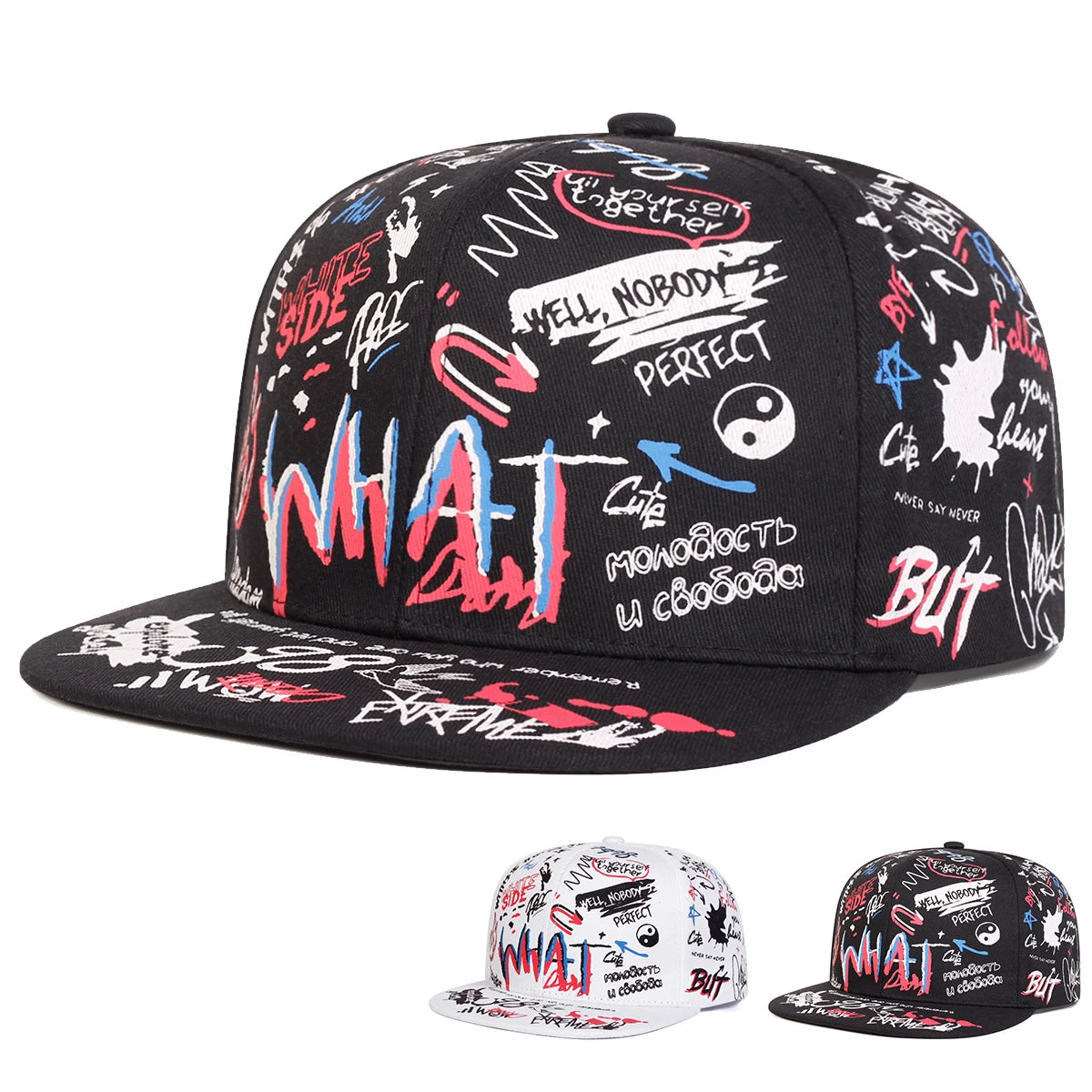 Unisex WHAT Graffiti Printing Hip-hop Hats