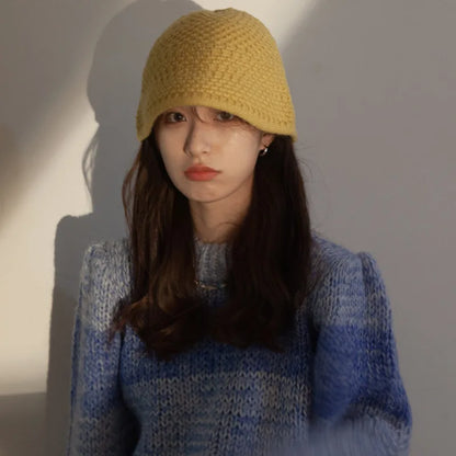 Japanese Vintage Knit Winter Bucket Hat