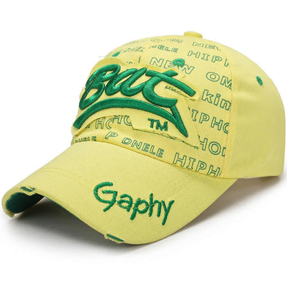 Broken Hole Bat Embroidered Hip Hop Baseball Cap