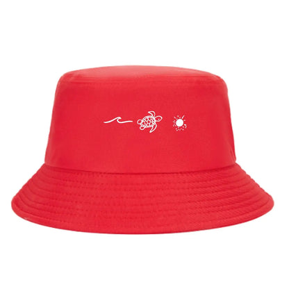 Wave Turtle Graphic Coastal Ocean Theme Bucket Hat