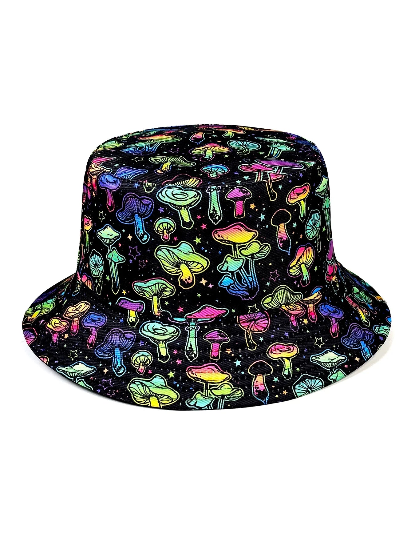 Dreamy Colorful Mushroom Reversible Foldable Bucket Hat