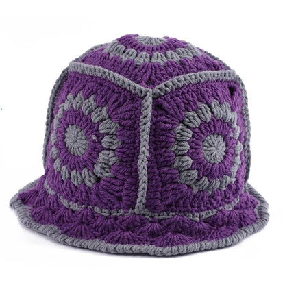 Casual Knitted Flower Hollow Fisherman Bucket Hat