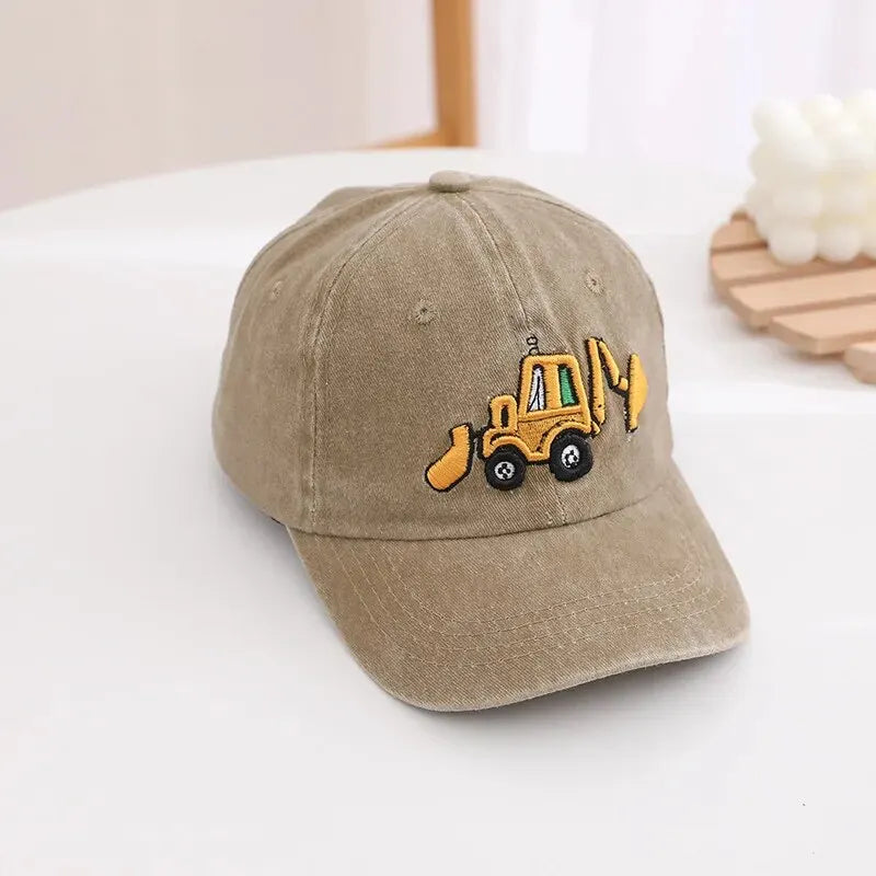 Children Excavator Embroidery Baseball Caps