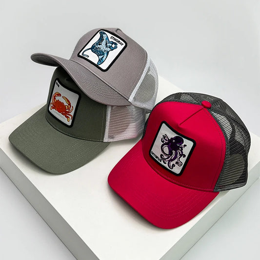Color Block Cartoon Marine Animal Snapback Cap
