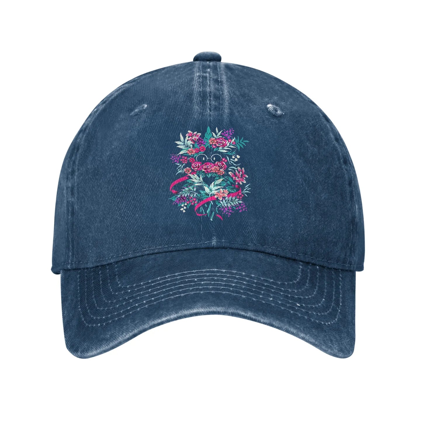 Deltarune Spamton Ralsei Floral Denim Baseball Cap