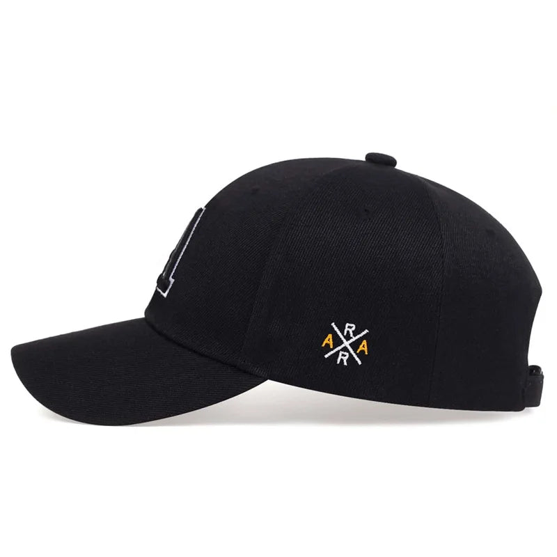 A Letter Embroidered Cotton Snapback Baseball Cap