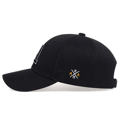 A Letter Embroidered Cotton Snapback Baseball Cap