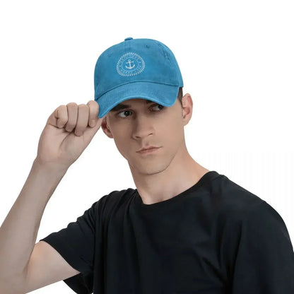 Sail More Worry Less Nautical Anchor Baseball Cap